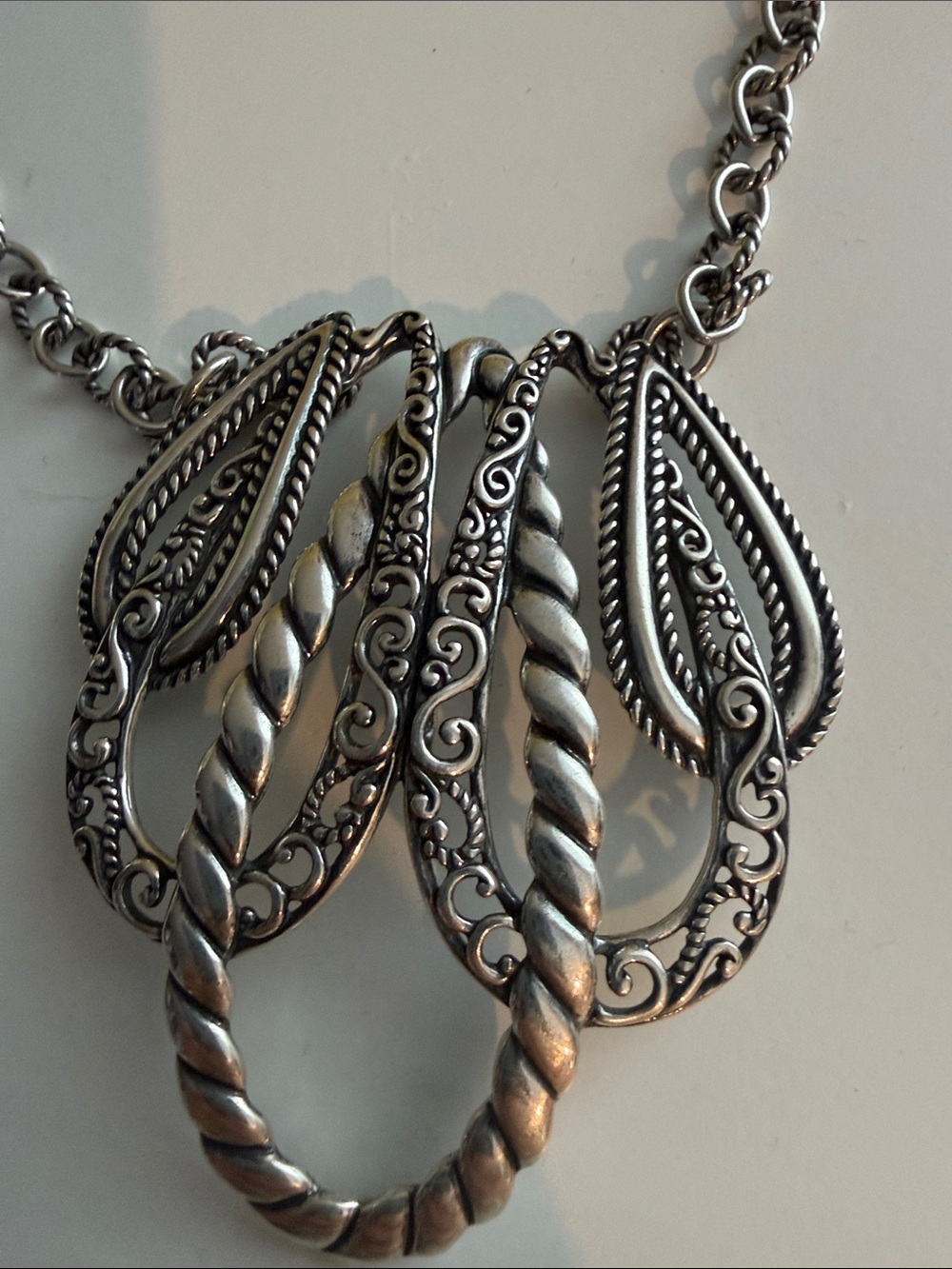 Carolyn Pollack Silver Ornate Filigree Pendant Necklace - Picture 3 of 6